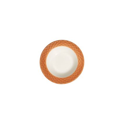 24-teiliges Geschirrset aus Porzellan, weiß/orange