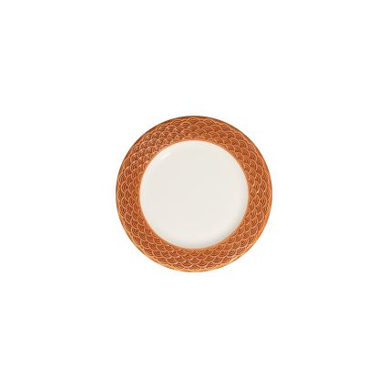 24-teiliges Geschirrset aus Porzellan, weiß/orange