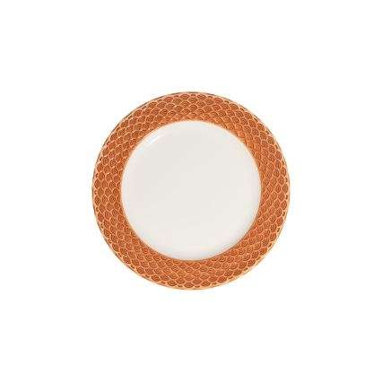 24-teiliges Geschirrset aus Porzellan, weiß/orange