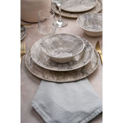24-teiliges Geschirrset, Beige/Grau, Keramik