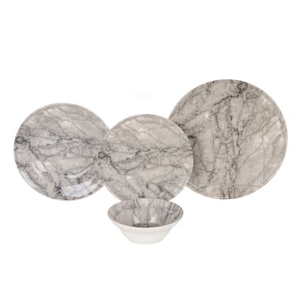 24-teiliges Geschirrset, Beige/Grau, Keramik