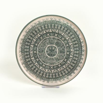 24-teiliges Geschirrset, beige/grün, aus Steinzeug