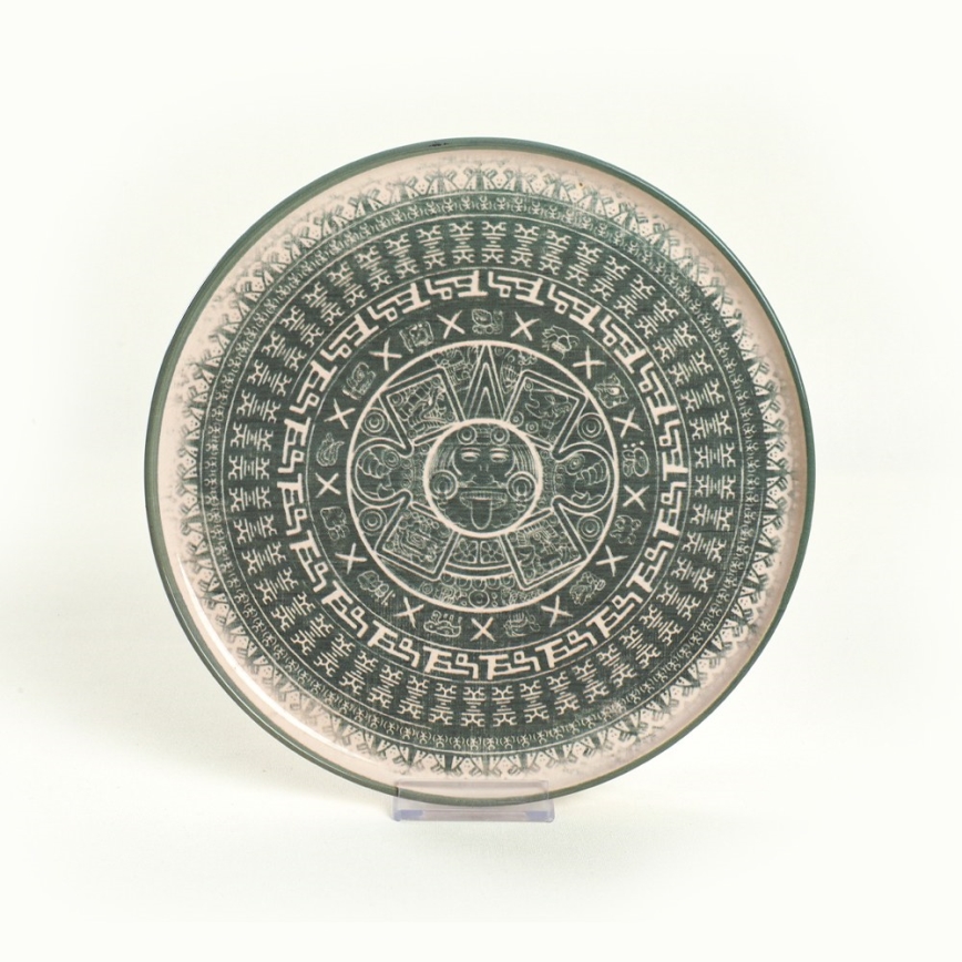 24-teiliges Geschirrset, beige/grün, aus Steinzeug