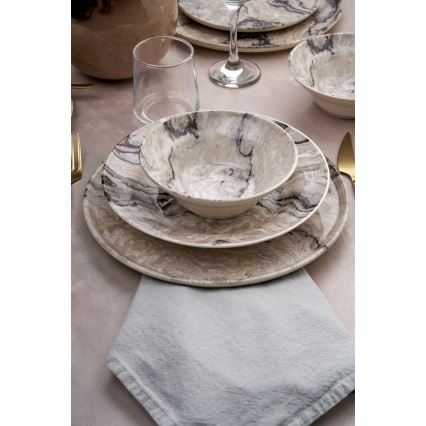 24-teiliges Geschirrset, beige / Keramik