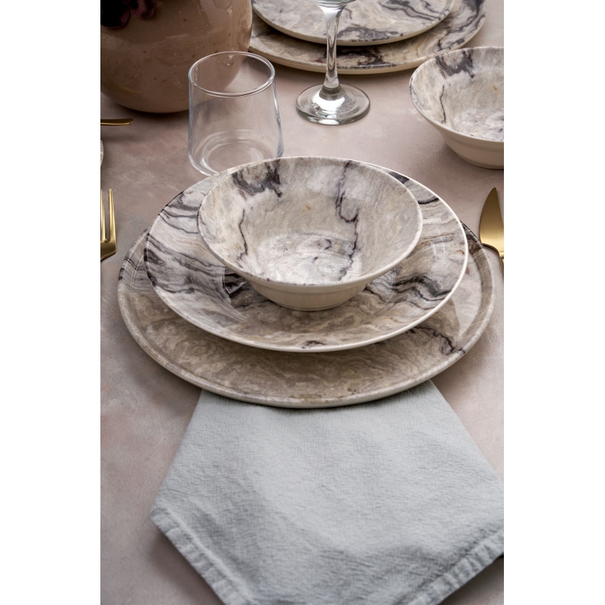 24-teiliges Geschirrset, beige / Keramik