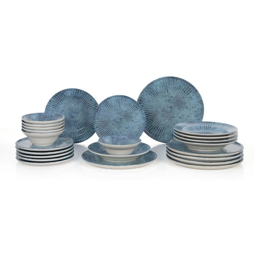 24-teiliges Geschirrset, blau / Keramik