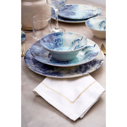24-teiliges Geschirrset blau/Keramik