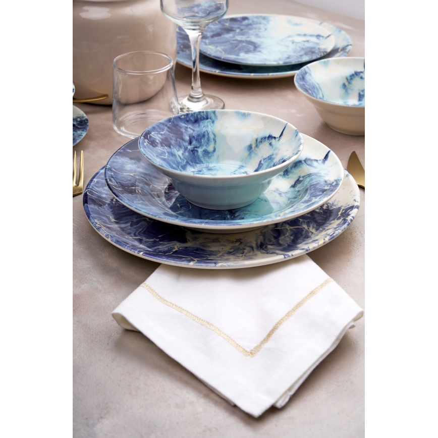 24-teiliges Geschirrset blau/Keramik