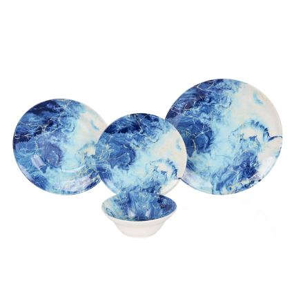 24-teiliges Geschirrset blau/Keramik