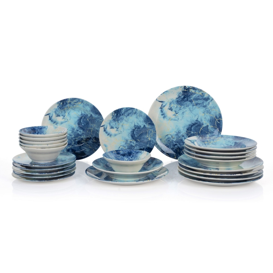 24-teiliges Geschirrset blau/Keramik