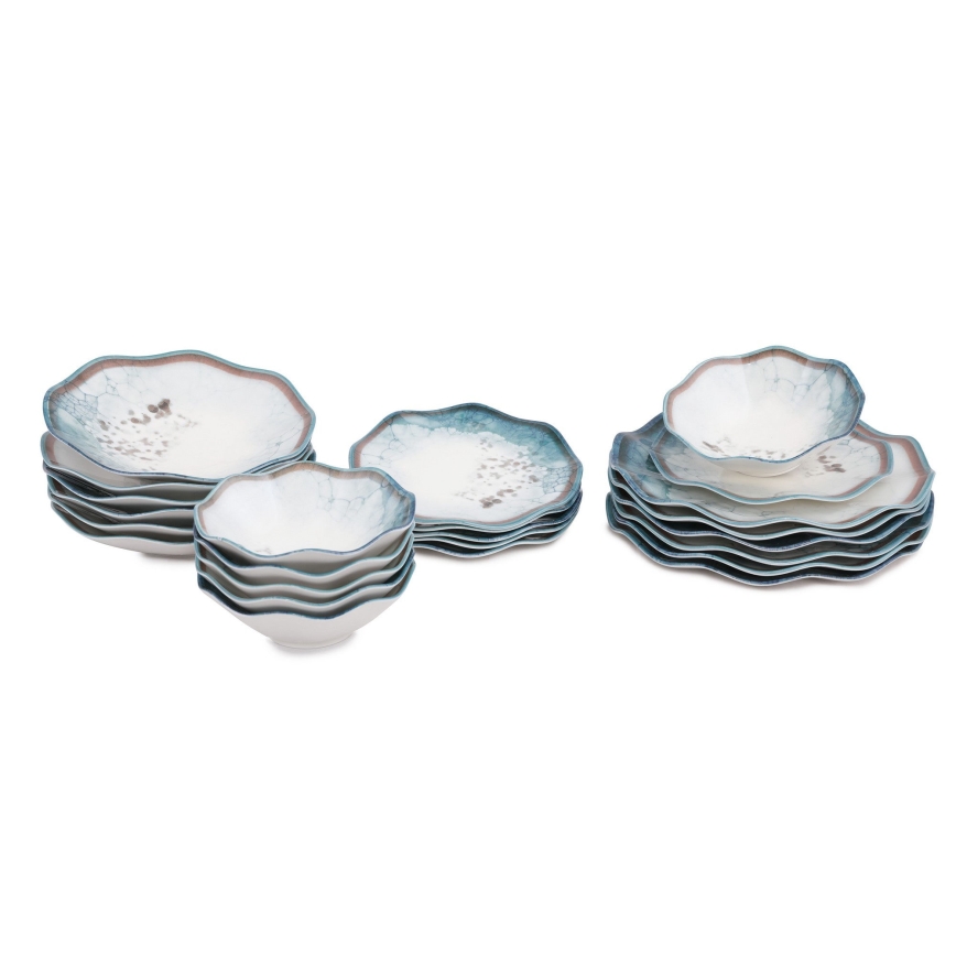 24-teiliges Geschirrset blau/Porzellan