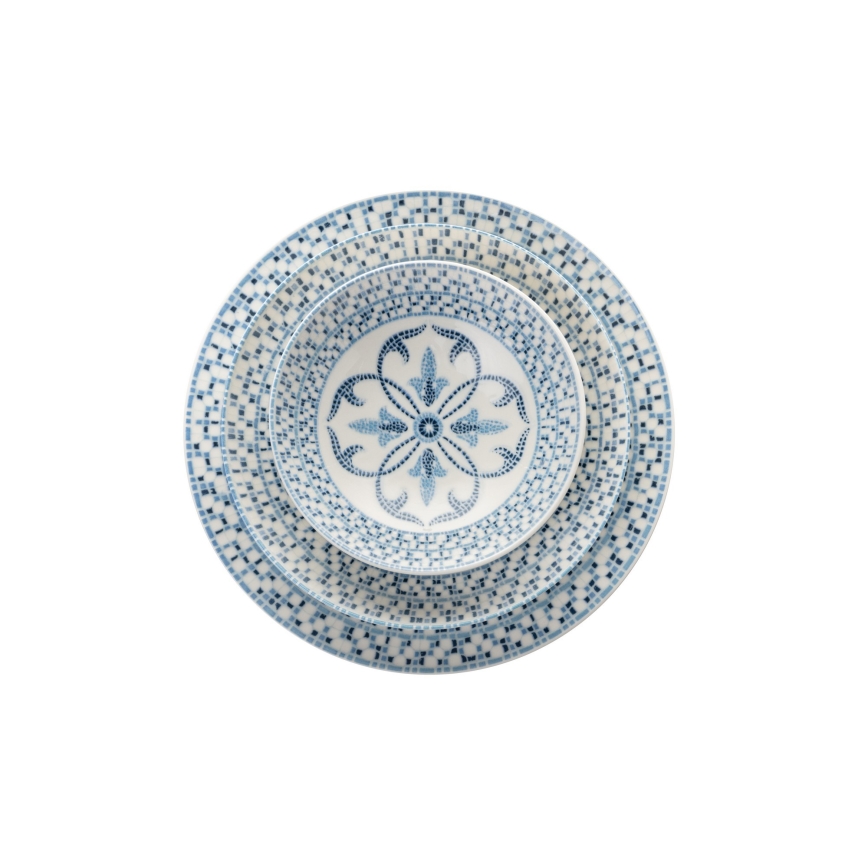 24-teiliges Geschirrset blau/Porzellan