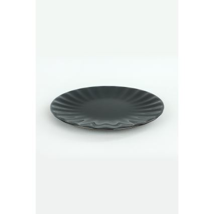 24-teiliges Geschirrset, schwarz/Steingut