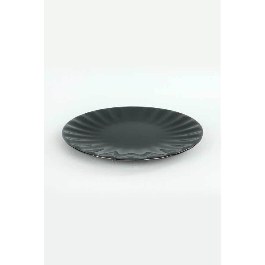 24-teiliges Geschirrset, schwarz/Steingut