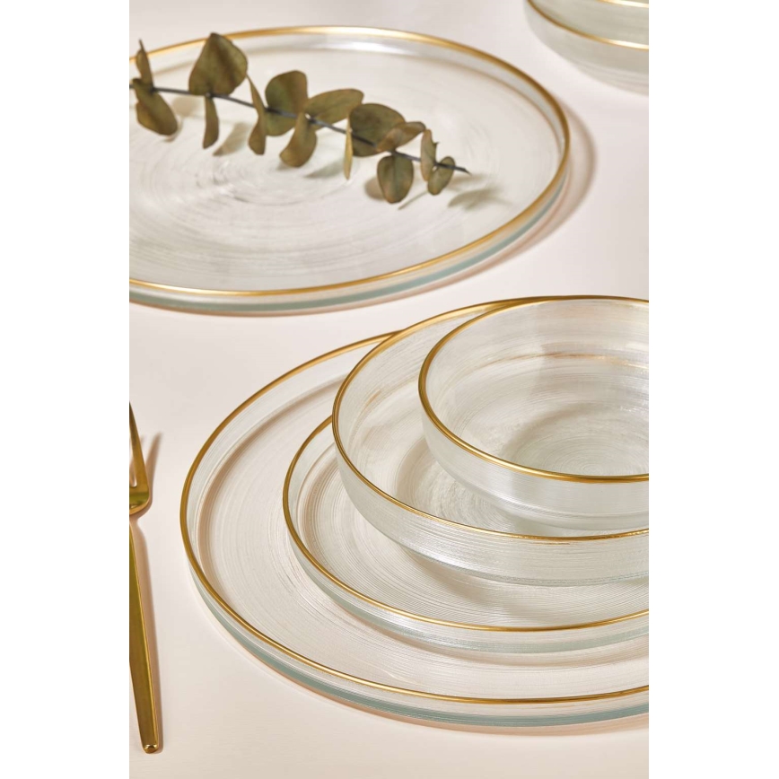 24-teiliges Geschirrset transparent/goldfarben/Glas