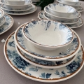 24-teiliges Geschirrset weiß/blau/braun/Keramik
