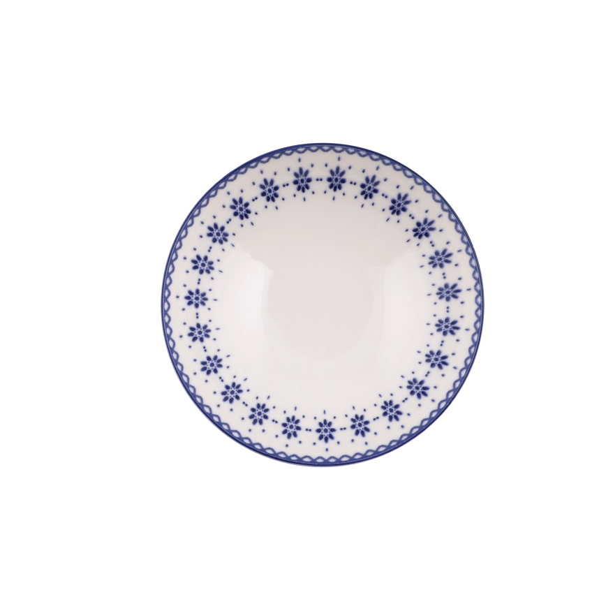 24-teiliges Geschirrset, weiß/blau, Porzellan