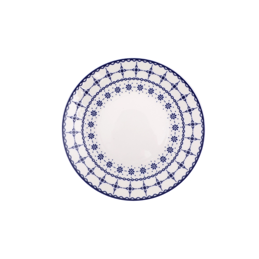 24-teiliges Geschirrset, weiß/blau, Porzellan