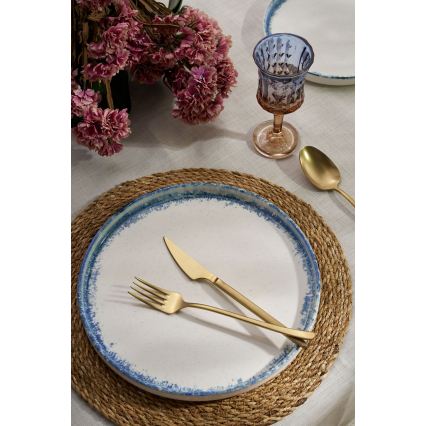 24-teiliges Geschirrset, weiß/blau, Porzellan