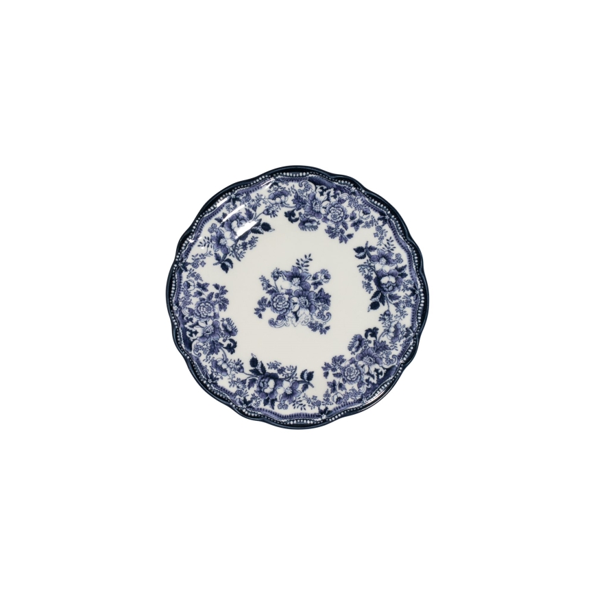 24-teiliges Geschirrset, weiß/blau, Porzellan