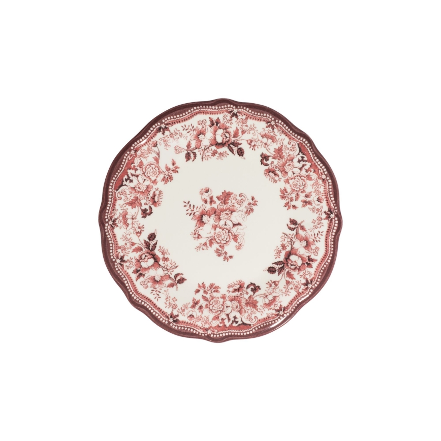 24-teiliges Geschirrset weiß/rosa/Porzellan