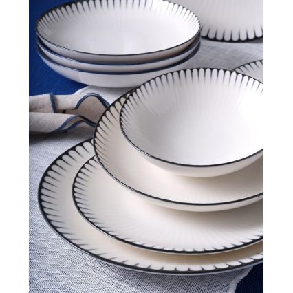 24-teiliges Geschirrset weiß/schwarz/Porzellan