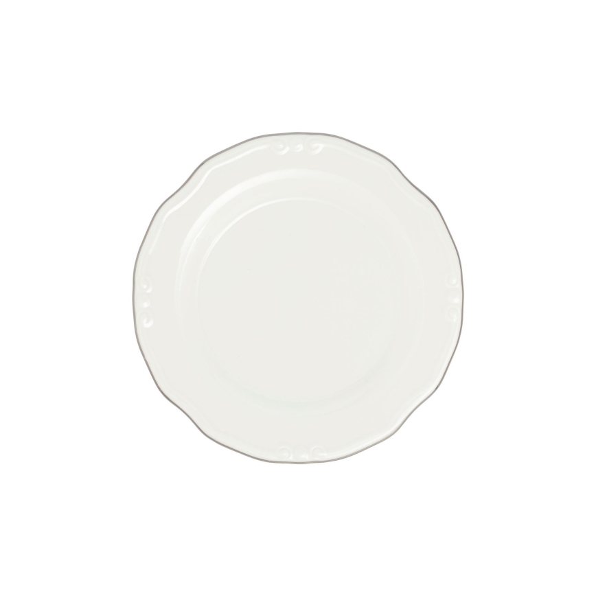 24-teiliges Geschirrset, weiß/silber, Porzellan