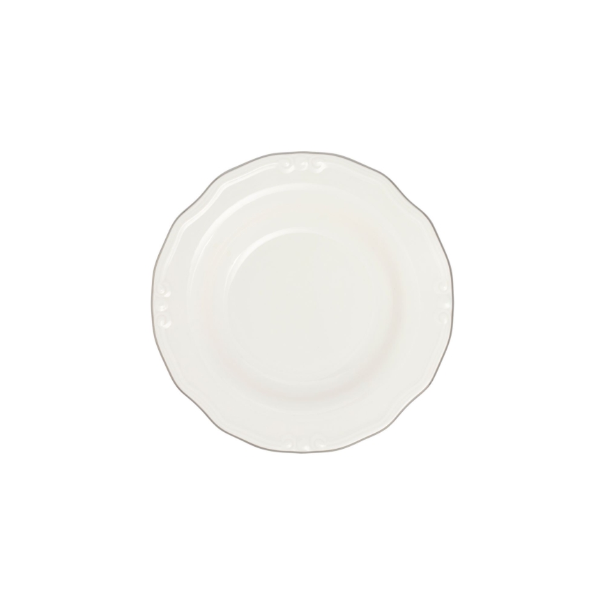 24-teiliges Geschirrset, weiß/silber, Porzellan