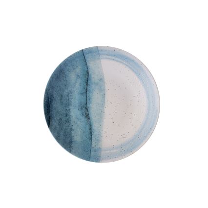 24-teiliges Porzellan-Geschirrset, blau/creme