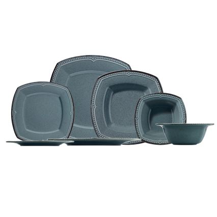 24-teiliges Porzellan-Geschirrset, blau