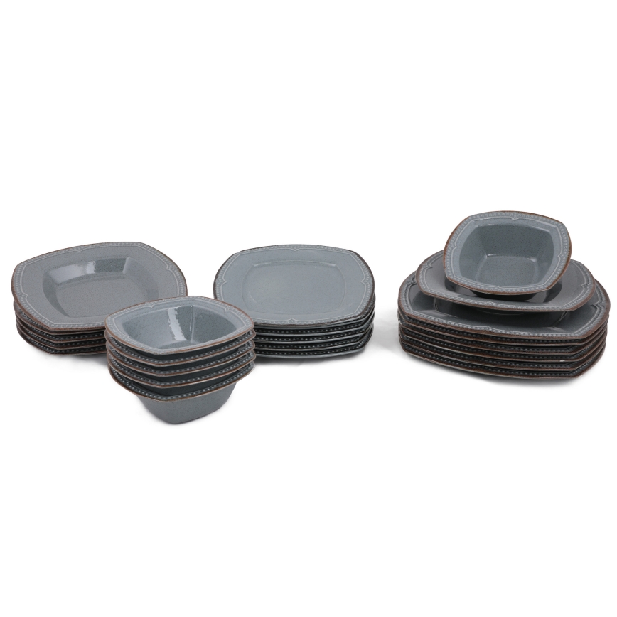 24-teiliges Porzellan-Geschirrset, blau