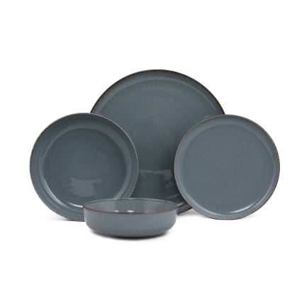 24-teiliges Porzellan-Geschirrset, blau