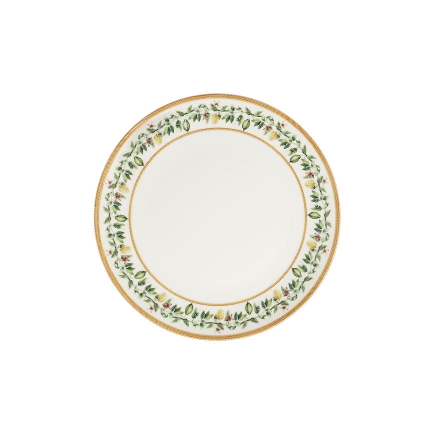 24-teiliges Porzellan-Geschirrset, creme/beige/grün