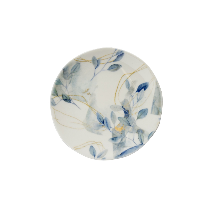 24-teiliges Porzellan-Geschirrset, weiß/blau