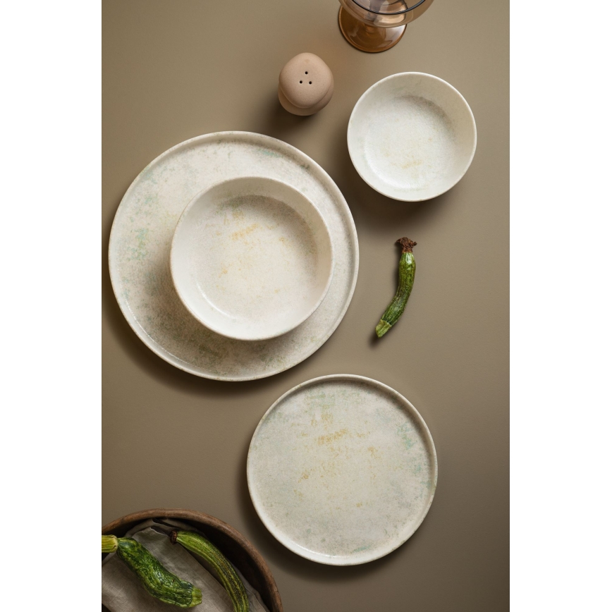 24-teiliges Porzellan-Tafelservice, beige