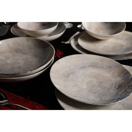 24-teiliges Porzellan-Tafelservice, braun