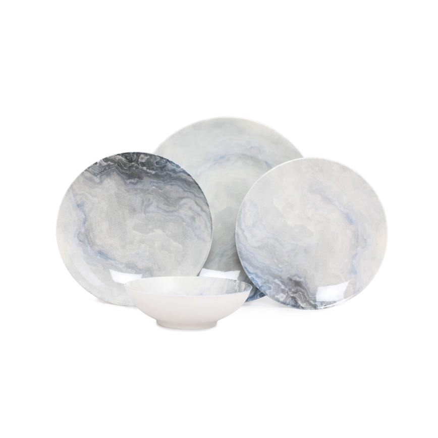 24-teiliges Porzellan-Tafelservice, braun