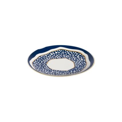 24-teiliges Porzellan-Tafelservice, weiß/blau/gold