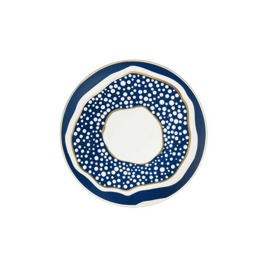 24-teiliges Porzellan-Tafelservice, weiß/blau/gold