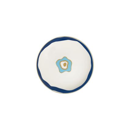 24-teiliges Porzellan-Tafelservice, weiß/blau/gold