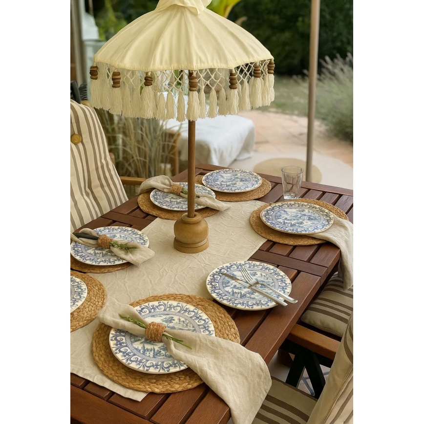 24-teiliges Porzellangeschirr, weiß/blau