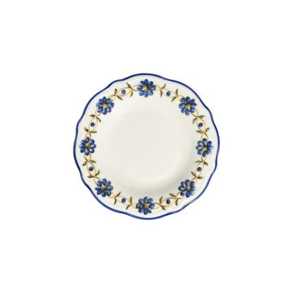 24-teiliges Speiseservice aus Porzellan, weiß/blau/gelb
