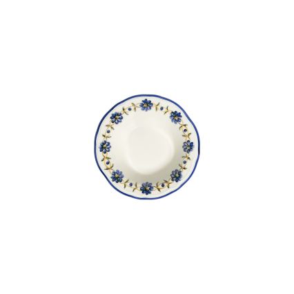 24-teiliges Speiseservice aus Porzellan, weiß/blau/gelb