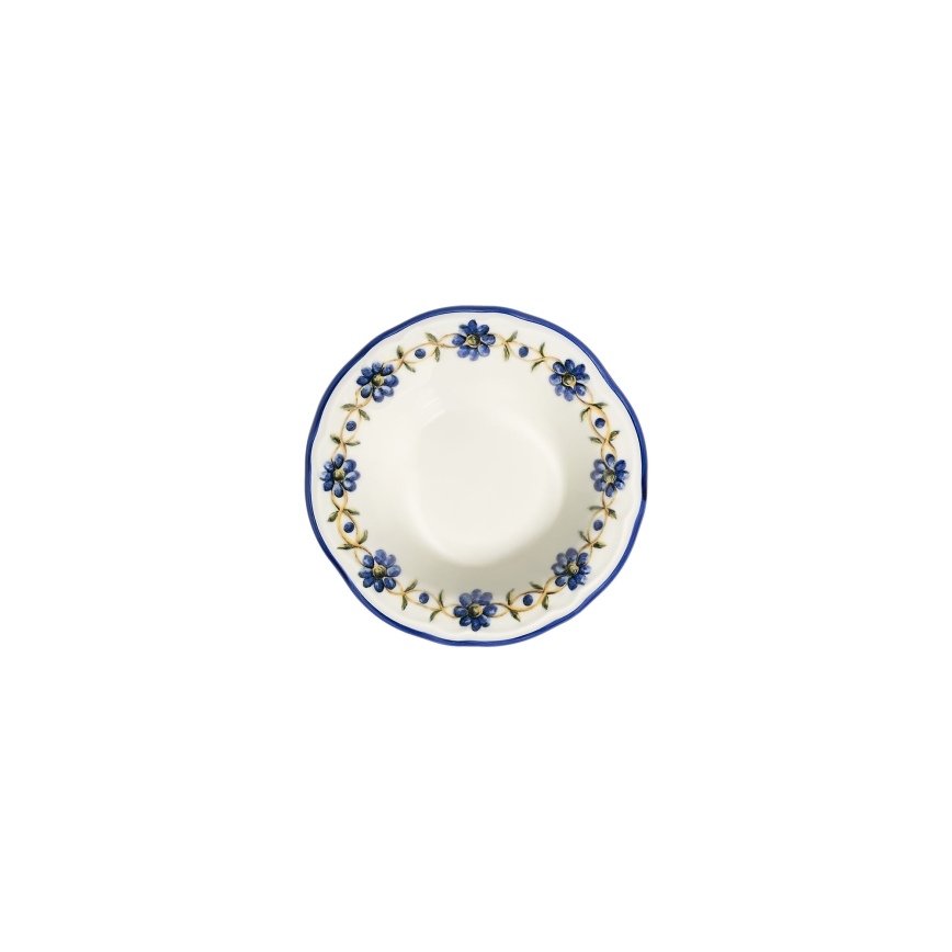 24-teiliges Speiseservice aus Porzellan, weiß/blau/gelb