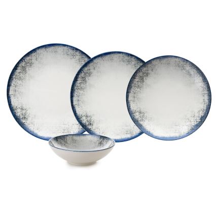 24-teiliges Speiseservice, weiß/blau, Porzellan