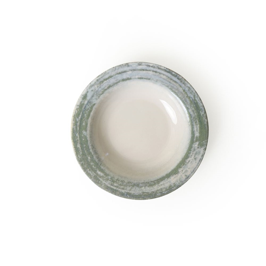 24-teiliges Tafelservice aus Keramik in Creme und Grün