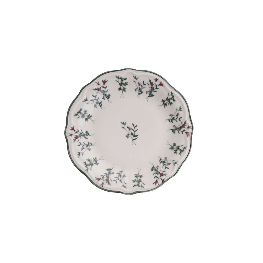 24-teiliges Tafelservice aus Porzellan, weiß/grün