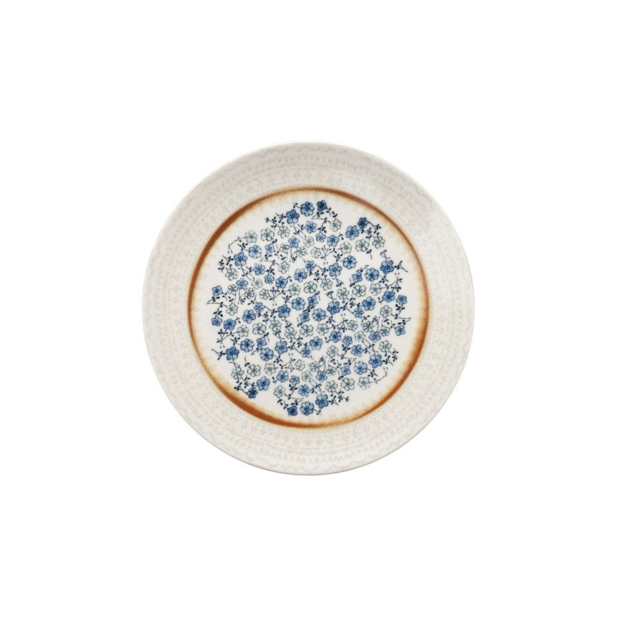 24-teiliges Tafelservice blau/beige/Porzellan