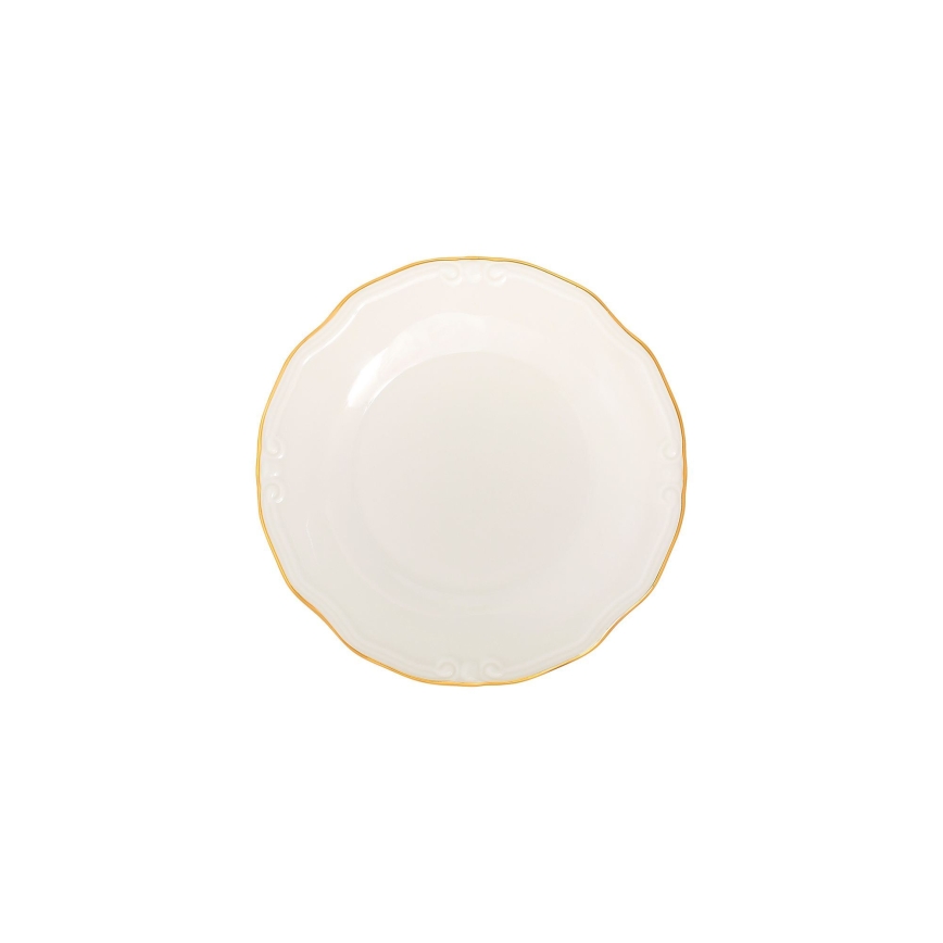 24-teiliges Tafelservice, Weiß/Gold, Porzellan