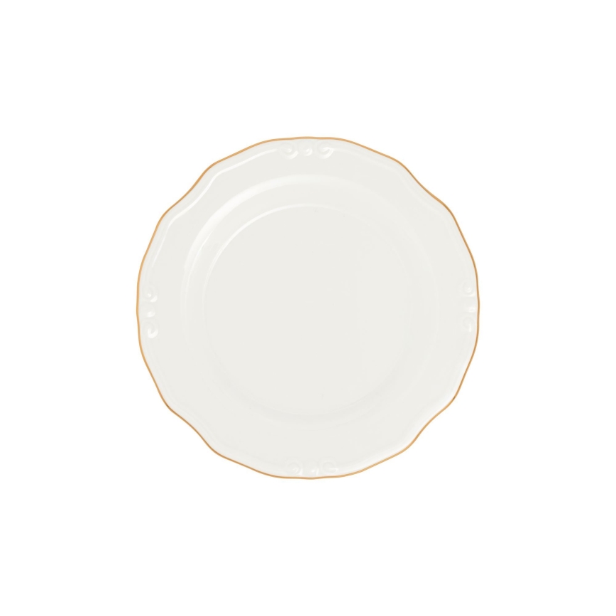 24-teiliges Tafelservice, Weiß/Gold, Porzellan